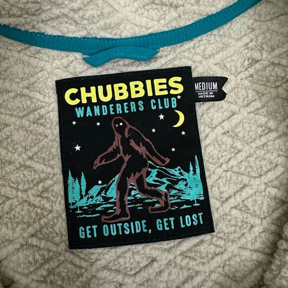 CHUBBIES Wanderers Club Textured Fleece Pullover Beige 1/4 Snap Outdoor - Picture 6 of 10